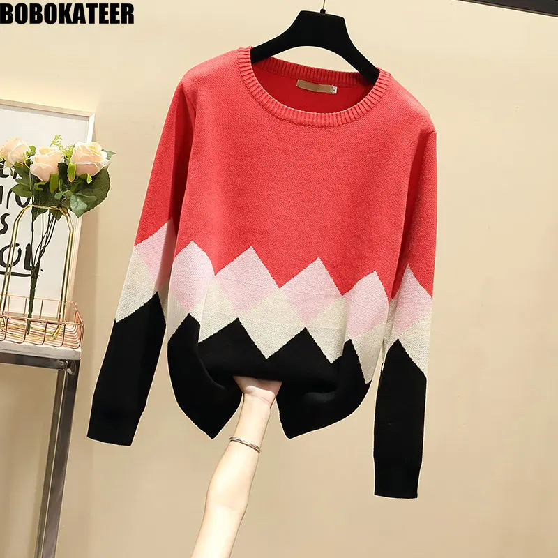 

BOBOKATEER Autumn Winter Clothes Oversized Knitted Sweater Women Tops Casual Plus Size Pullover Female Sweter Pull Femme 2019