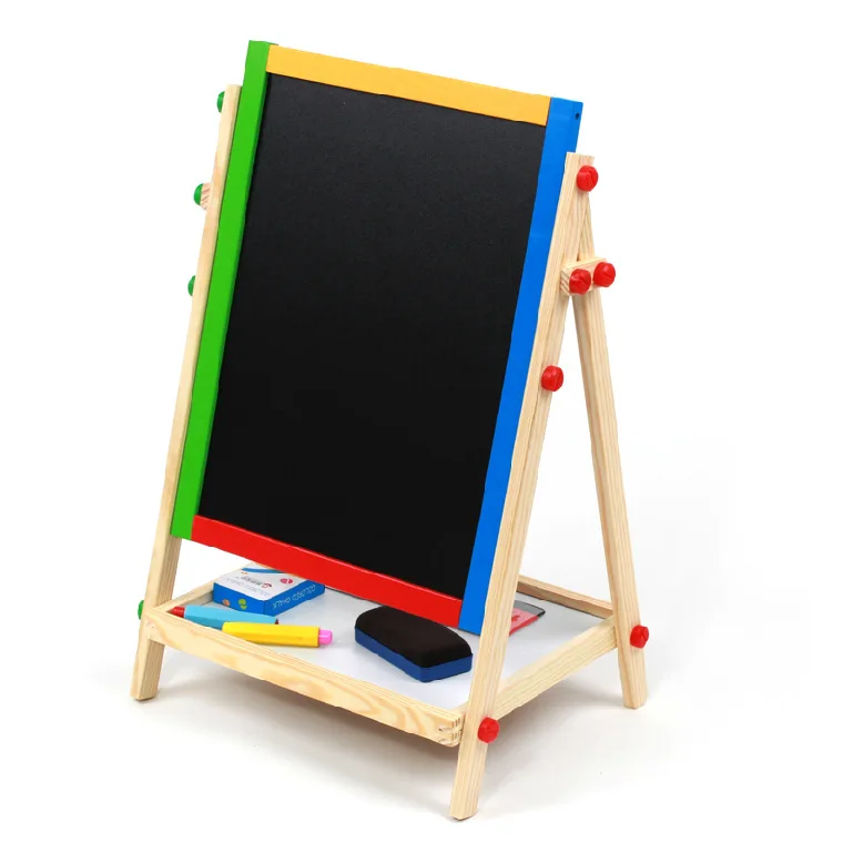 

Factory Sales Color System Double-Sided Adjustable Sketchpad Children Magnetic Painted Easel Small Blackboard Braced Doing Homew