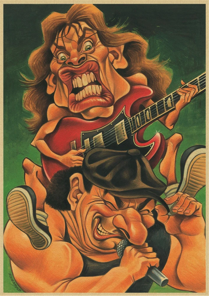 Австралийская рок-группа ACDC Malcolm Angus крафт-бумага винтажный настенный плакат стикер - Цвет: Белый