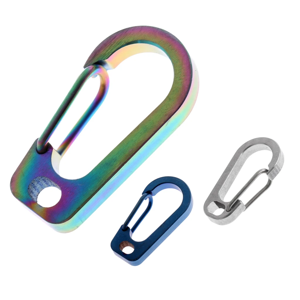 3pcs Ultra-light Titanium Alloy Carabiner Clip Keychain Quick Hook Buckle Outdoor Tools Camping Hiking Mountaineering Gadgets