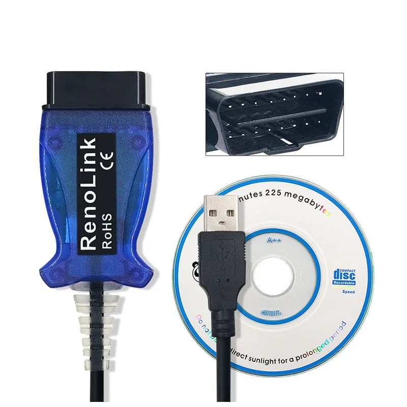 Диагностический Кабель USB для Renault V1.52 Scaner OBD2 Reno Link автомобильный ECU Программатор