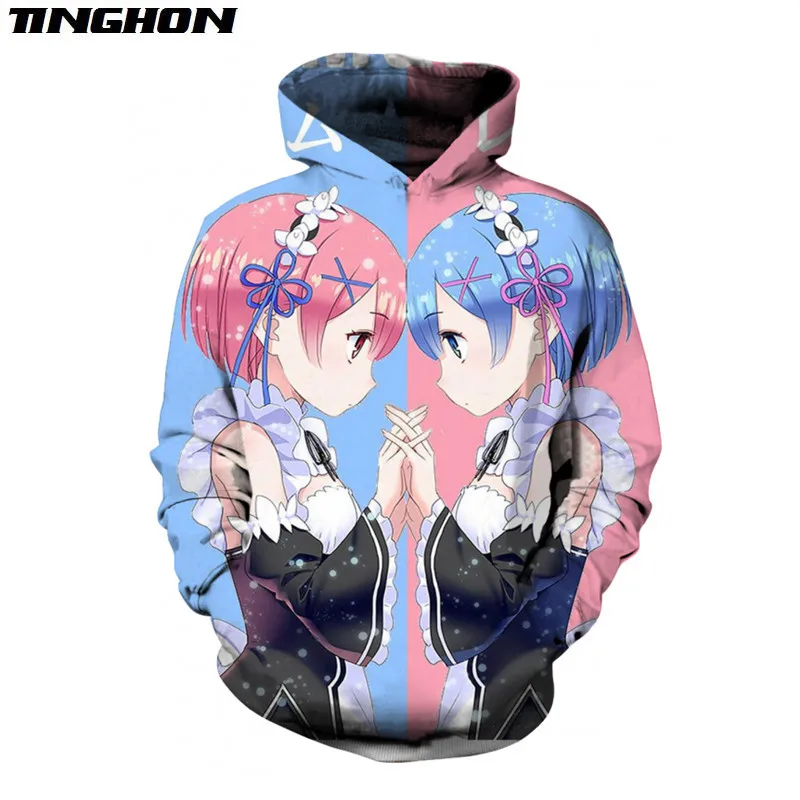 Harajuku аниме толстовки Новый оперативной памяти и Rem кофты модная куртка с