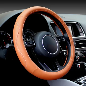 

Leather Car steering wheel cover For Ssangyong All Models Rexton Korando Rodius ActYon kyron car styling auto accessories