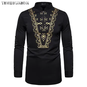 

African Printing Dashiki Men Shirt Slim Long Sleeve Chemise Homme Ethnic Totem Design Mens Dress Shirts Wedding Party Camisas