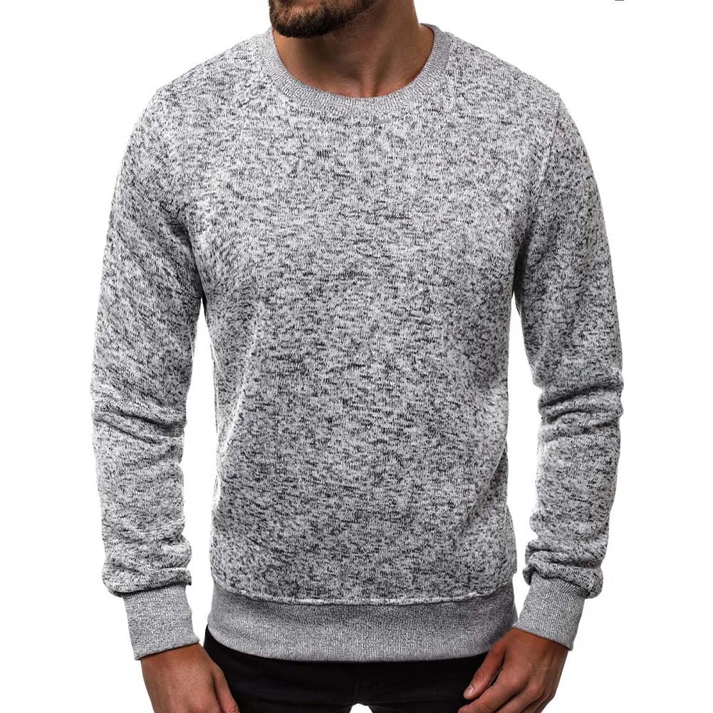 Men Spring Autumn Pullover Sportswear Round Neck Long Sleeve Loose Slim Sweatshirt Solid Color Patchwork Long Sleeve Crewneck - Цвет: light gray