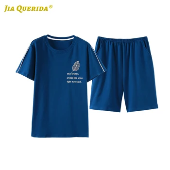 

New Soft Pajamas Set Summer Fashion Casual Style Summer Mans Pajamas Set Man Short Sleeve Short Pants Crew Neck Pajamas Set