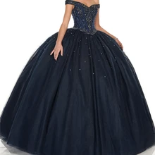 Изысканный Vestido Robe De Ball, милое платье, 16, синее, с открытыми плечами, vestido de 15 Anos, на заказ, Vestidos De Quinceaneras Dres