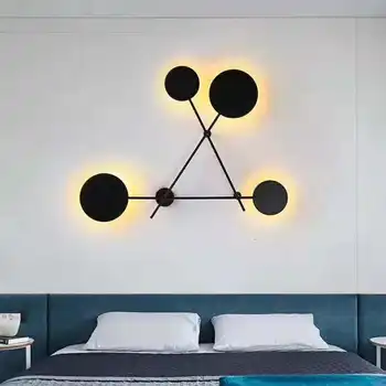 

Northern Europe Concise A Living Room Background Wall Lamp Modern Originality Personality Round Arts Aisle Bedroom Led Wall Lamp