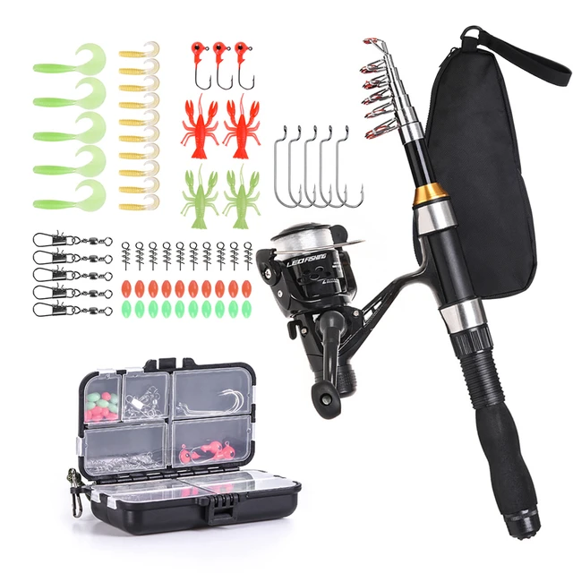 Carp Fishing Rod Reel Combo Full Kit 1.5m Telescopic Fishing Rod Spinning  Reel Set kit