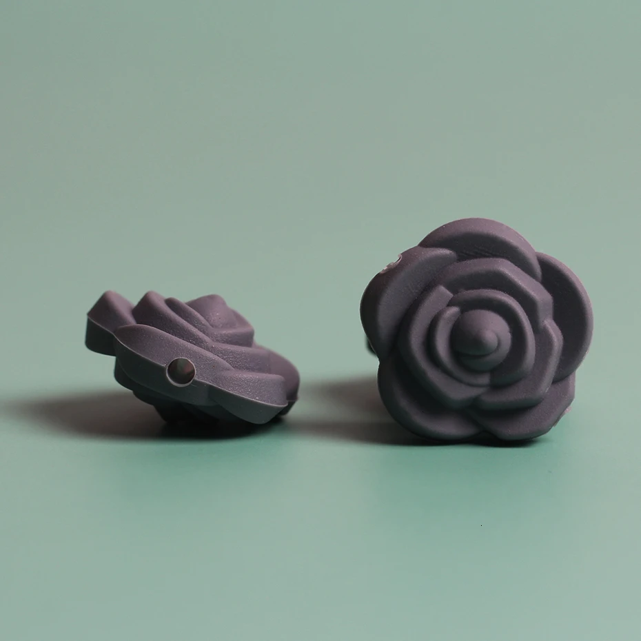 10 шт 2 см двухсторонний Цветок розы Силиконовые бусины ожерелье из жевательной резинки игрушки для зубов СИЛИКОНОВЫЕ BPA бесплатно - Цвет: gray
