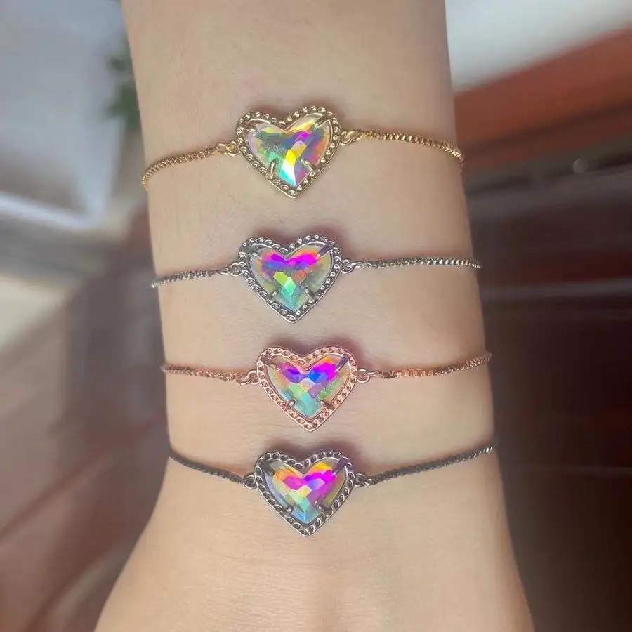 2024 Nieuwe Valentijnsdag Cadeau Liefde Schattige Roze Kleine Hars Verstelbare Rvs Ketting Armband Voor Vrouwen