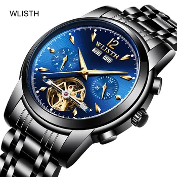 

Fashion Brand WLISTH Men Stailness steel Band Automatic Mechanical Watch Fashion Calendar Display Business Mens Watches