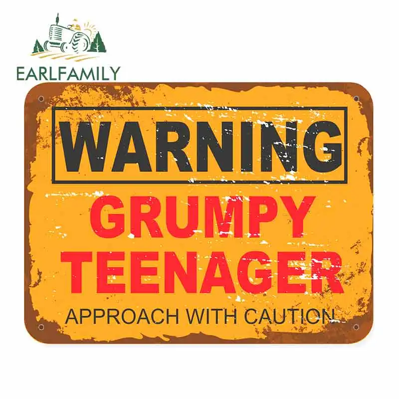EARLFAMILY 13 см x 10 Автомобильная наклейка Grumpy предупреждающий знак для подростков