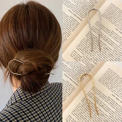 New U Shaped Alloy Hairpins Hair Clips Simple Metal Bobby Pins Barrettes Bridal Hairstyle Tools Accessories for Women Bun Maker