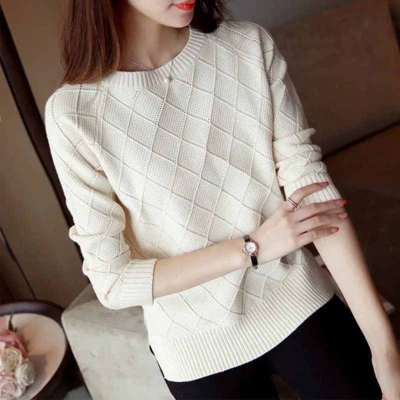 Fashion Ladies Full Sleeve Women Knitting Sweater Solid O-Neck Pullover Jumper Female Casual Knitted Girls Sweaters | Женская одежда