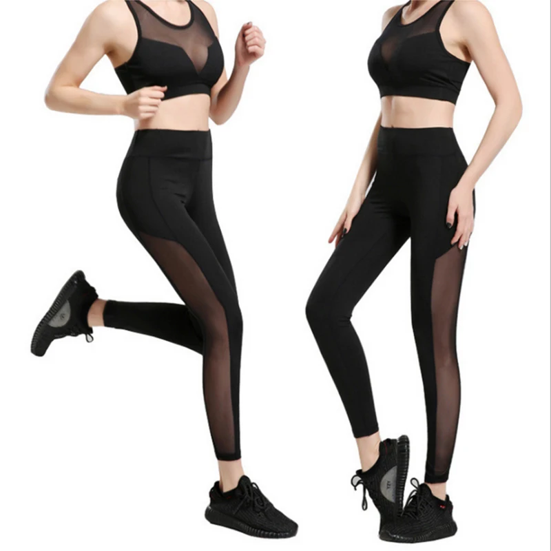 

Classic Patchwork Breathable Quick Drying Fitness Ninth Pants Yoga Pants Women Stretch Tight Hip Dancing Running Sports Pants