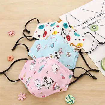 

5PCS Kid Outdoor Mouth Mask Dustproof Cartoon PM 2.5 Filter Breathable Mask Washable Mouth Cover with 10PCS Filter Pad