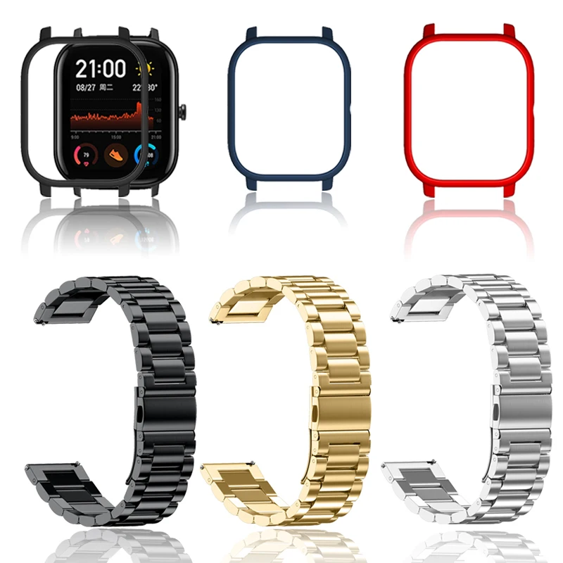 4в1/упаковка для Amazfit GTS ремешок с защитный чехол для экрана металлический браслет из нержавеющей стали для Huami Amazfit gts Smart Watch Band
