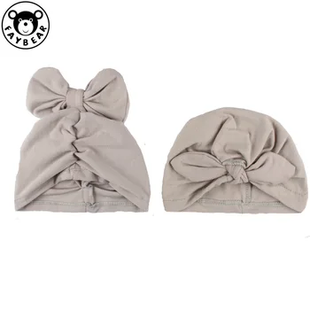 

2pcs Infant Solid Cotton Turban Hats Spandx Stretchy Beanie Hat New born Girls Boys CapHeadwear Baby Photography Props