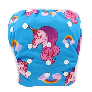 

OhbabyKa Baby Swim Diaper Unisex Print Swimming Nappies Baby Reusable Infant Swimwear Adjustable Newborn Waterproof Diapers