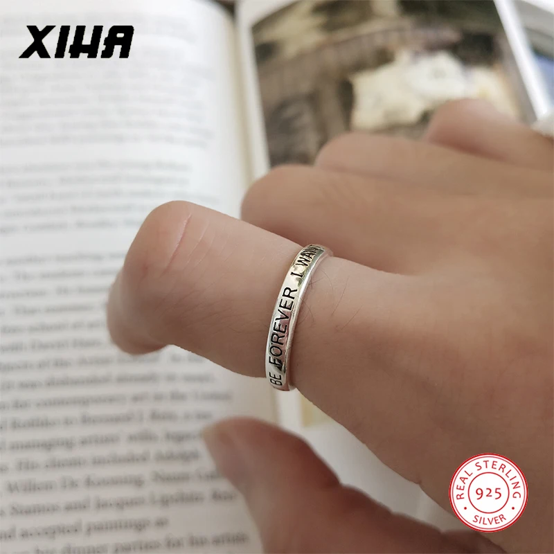 Настоящее 925 пробы, серебряные Регулируемые кольца для женщин, жены, я хочу быть навсегда, начальное письмо, свадебные модные юбилейные украшения
