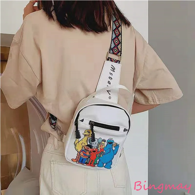 Женские модные белые нагрудные Сумки из искусственной кожи с милым мультяшным
