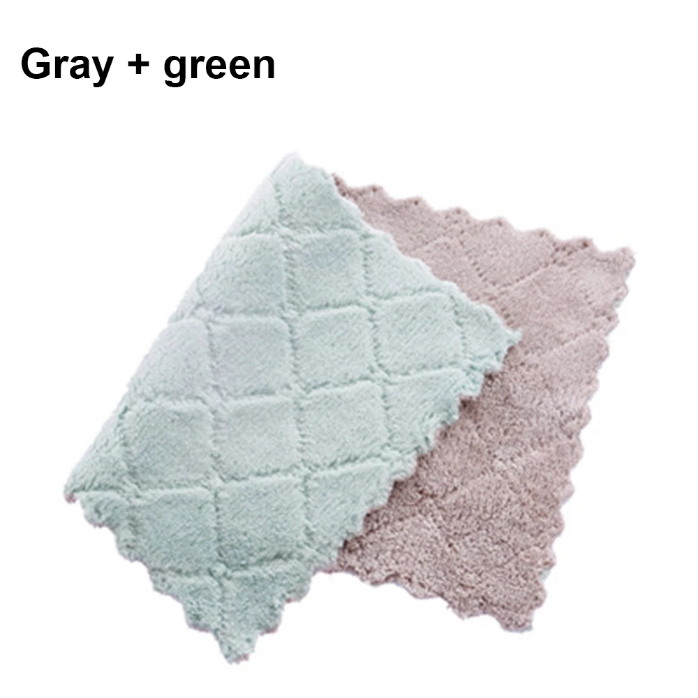 Gray Green 5 шт. сверхвпитывающая микрофибра кухонная ткань для посуды двухсторонняя губки домашнее полотенце для уборки кухонные инструменты, гаджеты D40 - Цвет: Gray Green