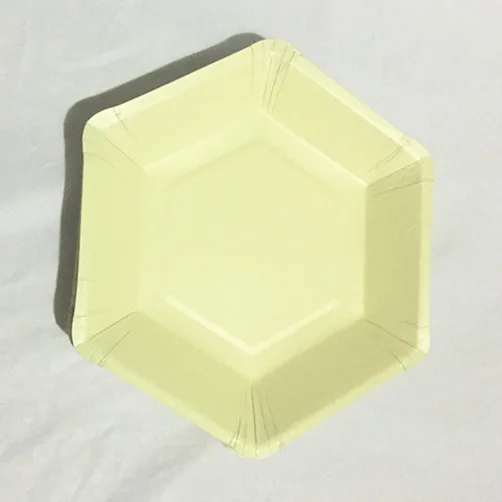 7inch plate 12pcs 01 12 шт., одноцветная одноразовая посуда, розовые, желтые бумажные тарелки, шестигранный лоток для торта, для свадьбы, дня рождения, вечеринки, декоративные принадлежности - Цвет: 7inch plate 12pcs 01