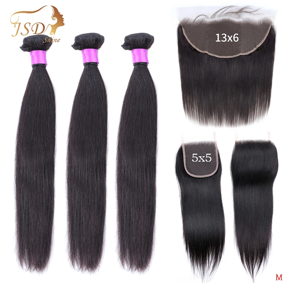 JSDShine, бразильские волнистые пряди волос, 5x5, 6x6, прямые человеческие волосы, пряди, 13x6, фронтальные волосы remy для наращивания