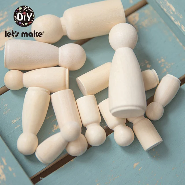 Let's Make 10PCS 65mm,55mm,43mm,35mm Wooden Peg Dolls Girl Boy Wood Dolls Kids Room Decor DIY Unfinished Wooden Peg Dolls 2