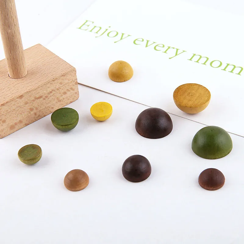 

6 pcs new fashion korea solid wood polygon geometry perforated half pill vintage earrings for women diy jewelry accessories