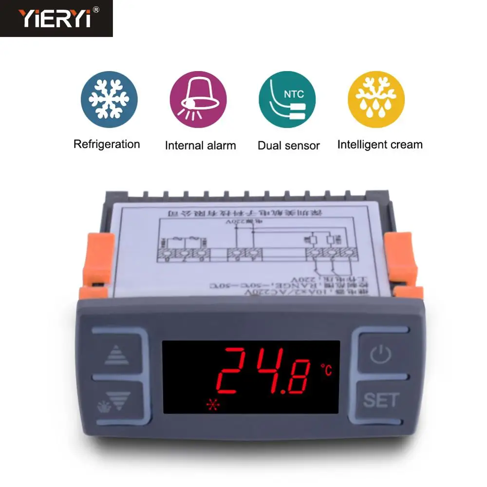 Yieryi MH-1210E Digital Refrigerator Temperature Controller Freezer Refrigeration Defrost Thermostat with Alarm Function AC220V
