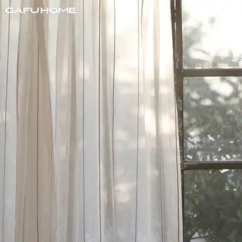 

Luxury Stripe Sheer Tulle Curtains for Living Room Room Divider High Quality Custom Made Sheer Voile Window Screening