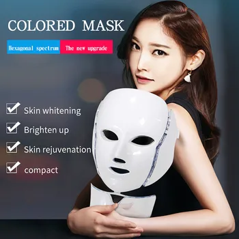 

7 Colors LED Light Facial Mask Photon Therapy Acne Treatment Face Neck Mask Anti-Aging Skin Care Device UK Plug