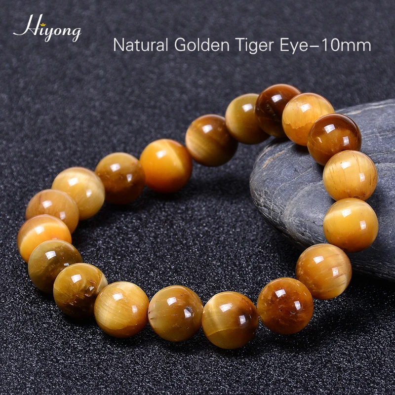 Tiger Eye(10mm) HIYONG зеленый браслет из Тигрового Глаза Натуральный камень энергии бусины из лечебных камней Браслеты тигровый глаз из бисера браслет для Для мужчин Для женщин 6/8/10 мм - Окраска металла: Tiger Eye(10mm)