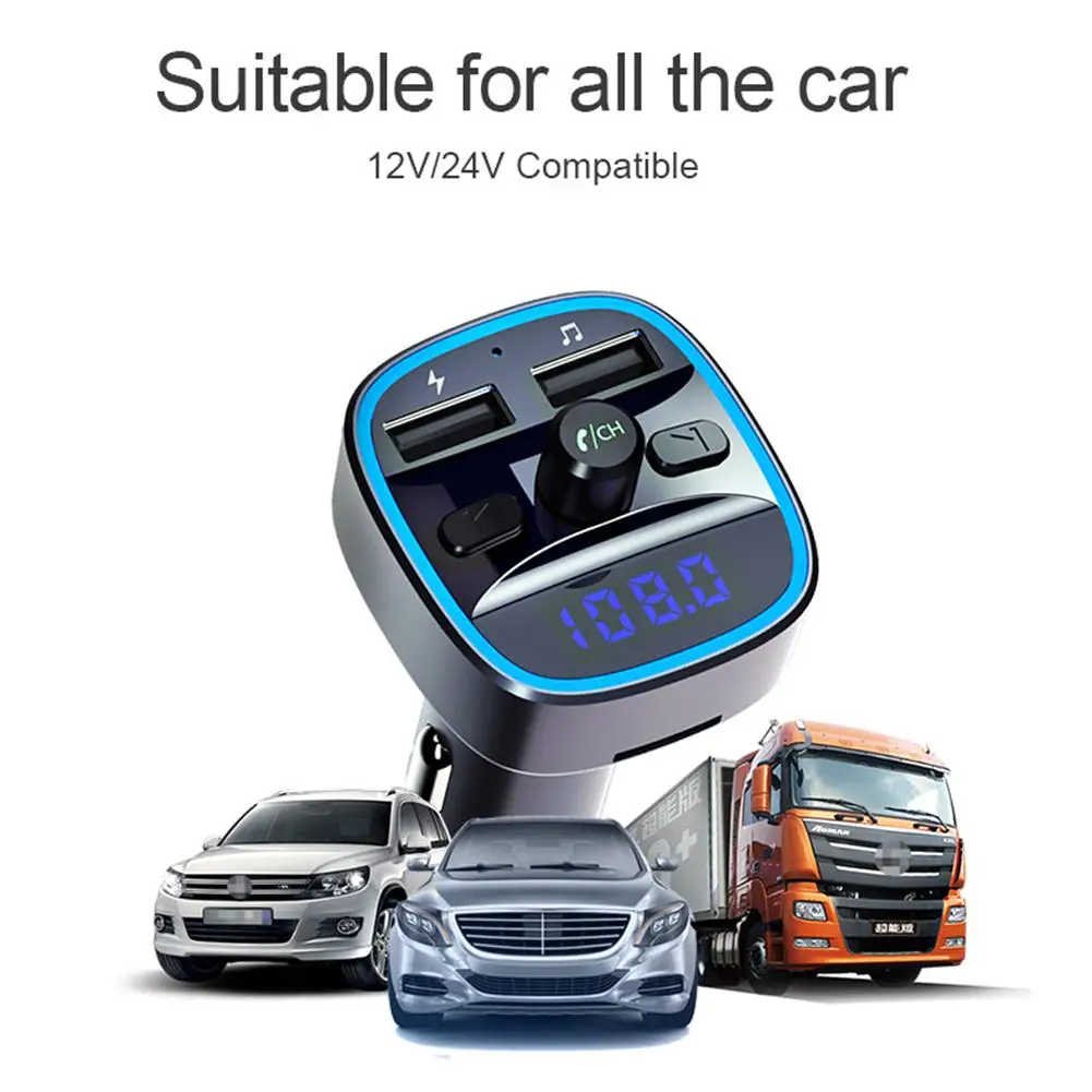 Автомобильный MP3 музыкальный плеер T25, Bluetooth 5,0, fm-передатчик, комплект громкой связи, двойной USB Автомобильный MP3-плеер, автомобильные аксессуары