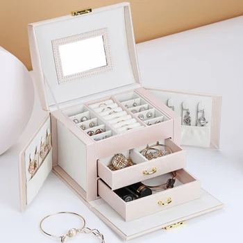 

Women's Fashion Drawer Type Jewelry Storage Box Multi-layer Jewelry Box With Lock Jewelry Box
