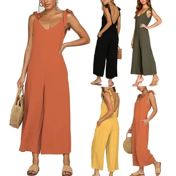 

Ms. Capri Pants Bowknot Strap Jumpsuits Women Spot Multicolor Jumpsuit