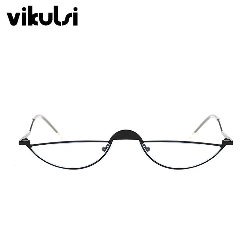 E474 black clear Трендовые брендовые дизайнерские женские и мужские маленькие полукруглые солнцезащитные очки в стиле панк, металлическая оправа, многоцветная линза, очки кошачий глаз - Lenses Color: E474 black clear