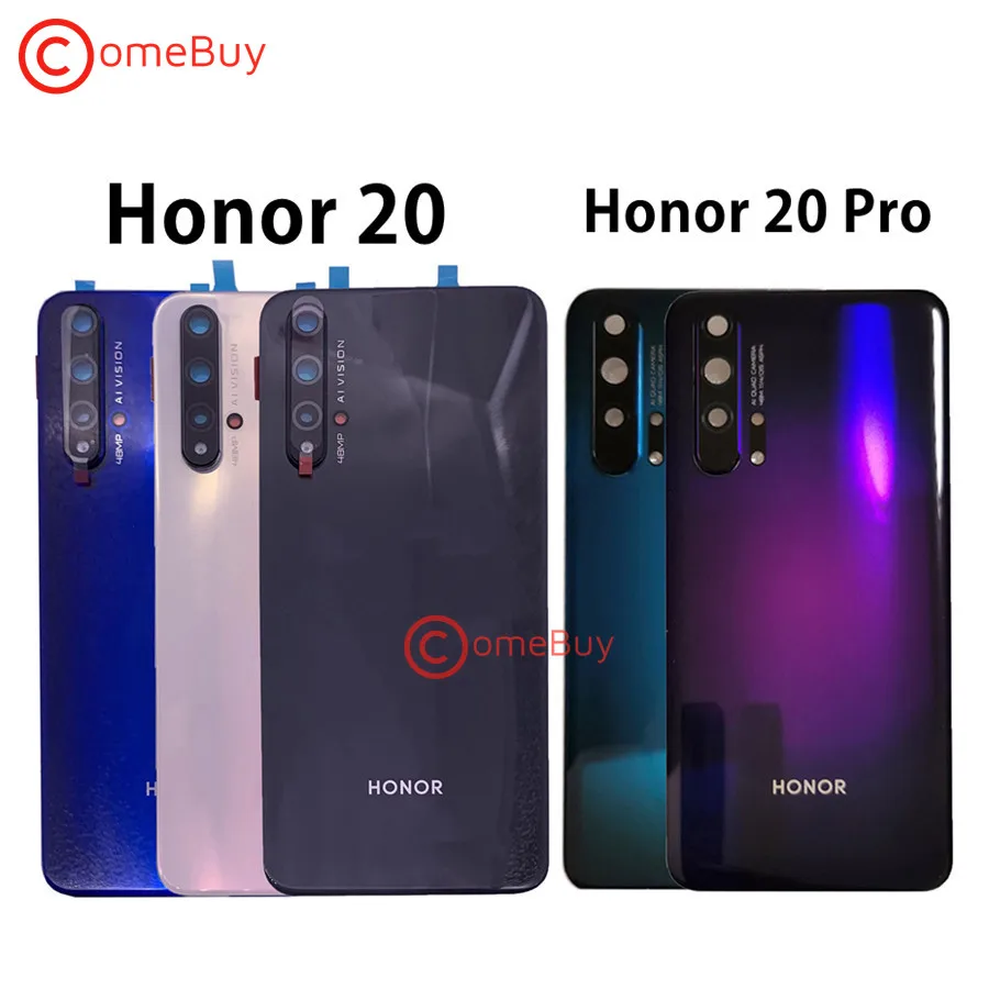 Для huawei Honor 20 Pro Задняя стеклянная крышка батареи задняя дверь Корпус чехол Honor 20 Задняя стеклянная панель Крышка+ объектив камеры+ клей