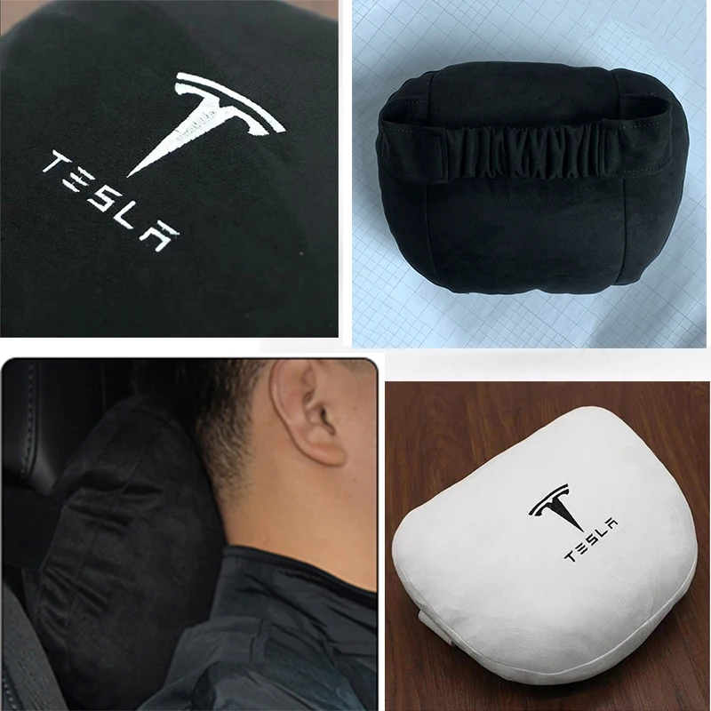 2 Appuie-Têtes Voiture Mémoire Forme - Coussin Confort Pour Siège Auto - Réglable Et Respirant - Noir