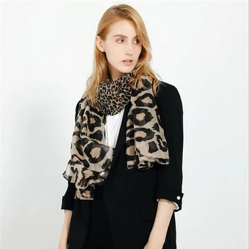 

GAOKE Women Chiffon Scarf 180*85cm Thin Style Scarfs Print Leopard Shawls And Scarves Best Party Gift