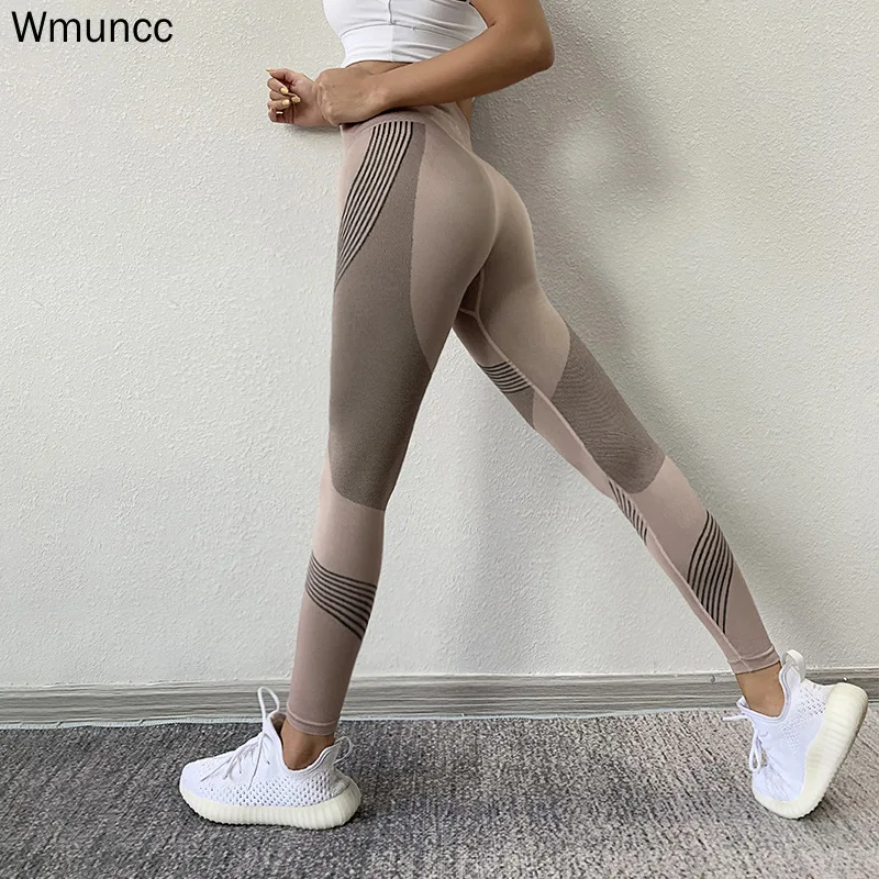 Wmuncc женские штаны для фитнеса бега йоги энергетические бесшовные леггинсы