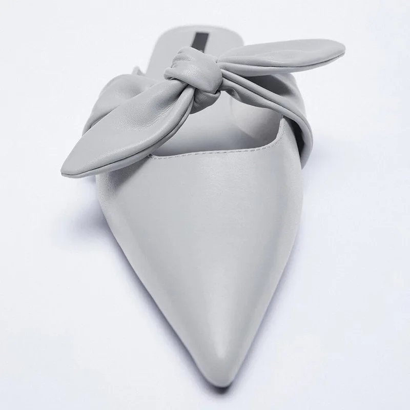 ZARZ Woman 2022 Flat Shoes Spring Summer Pointed Sexy Bow Outer Wear Plus Size 41 Beige Lazy Sandals And Slippers Women Luxury ZARZ Woman 2022 Flat Shoes Spring Summer Pointed Sexy Bow Outer Wear Plus Size 41 Beige Lazy Sandals And Slippers Women Luxury