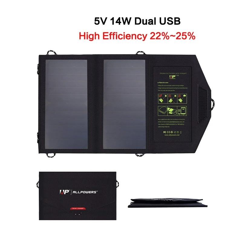 Allpowers Солнечная Панель зарядное устройство двойной Usb 5V2A портативная солнечная панель зарядное устройство для телефона для Iphone Ipad samsung huawei Открытый Кемпинг