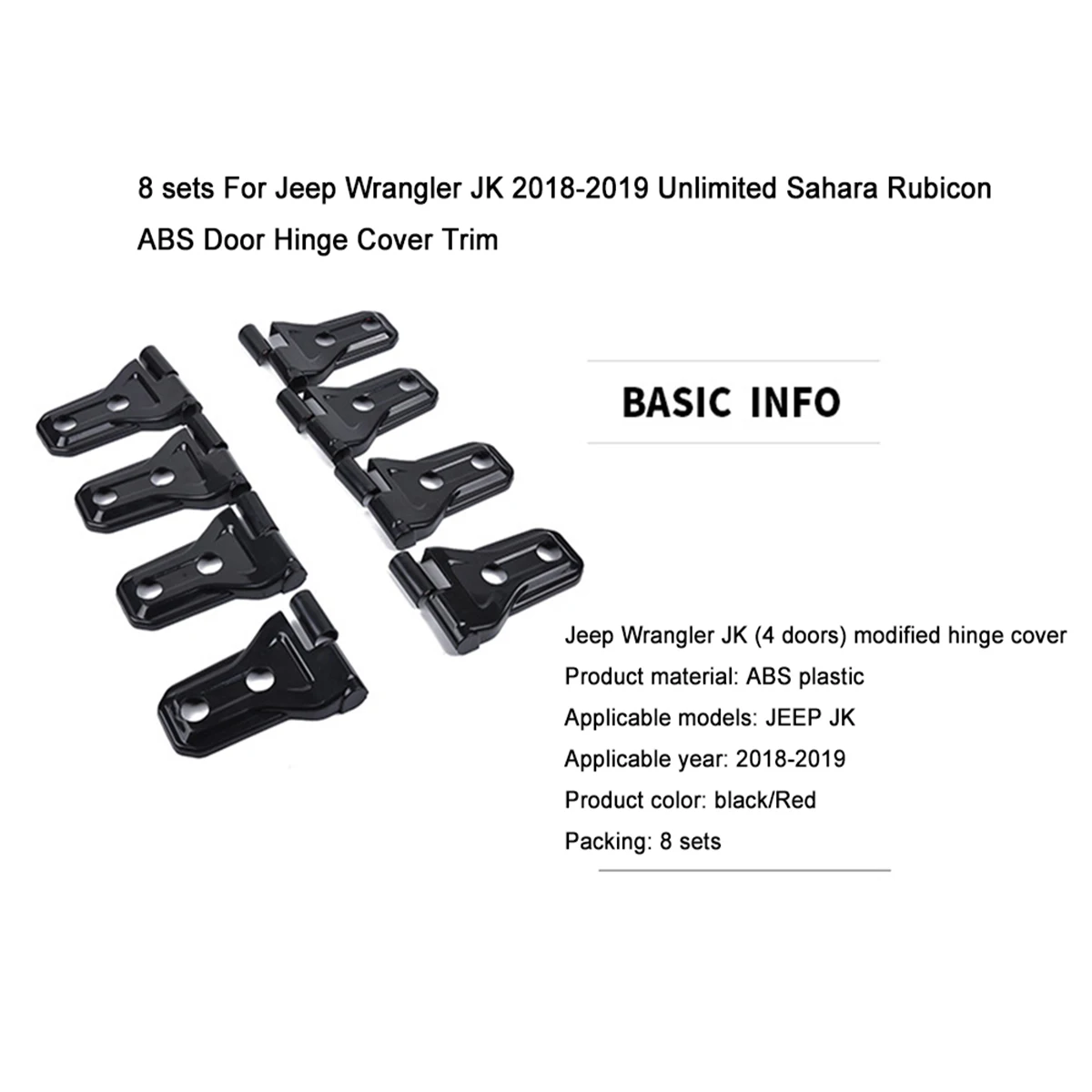 8 комплектов для Jeep Wrangler JK- Unlimited Sahara Rubicon ABS Накладка для дверных петель отделка
