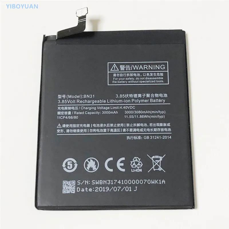 

3.85V 3000/3080mAh BN31 For XiaoMi RedMi S2 Y2 Battery