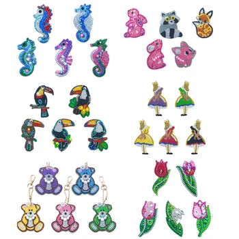 

5D DIY Diamond Painting Keychain Christmas Gift 5pcs Diy Special Full Drill Cross Stitch Woman Girl Jewelry Keyring Ornaments