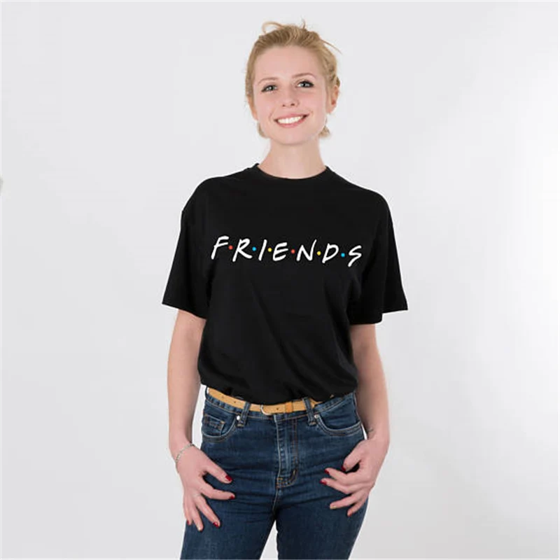 

Friends Harajuku T shirt 2020 Summer Women's Short Sleeve Plus Size Tops Female Loose Letter Print Shirts Poleras Mujer Clothes