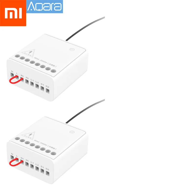 С русского) Xiaomi Mijia Aqara двусторонний модуль управления беспроводной релейный контроллер 2 канала работает для Mijia APP умный дом - Цвет: 2Pcs